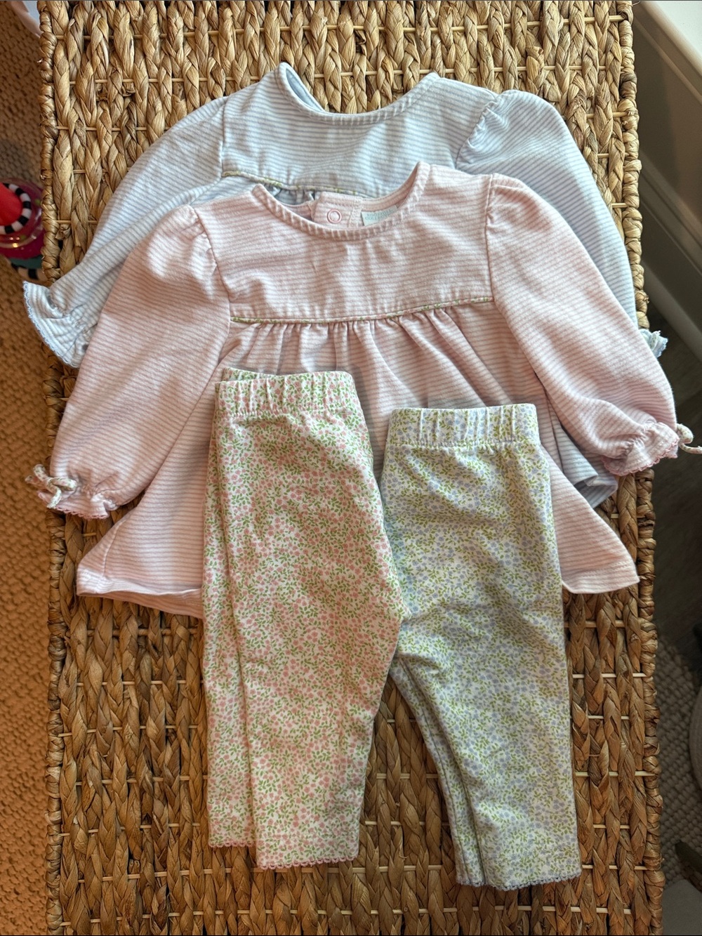 Baby Girl Long-Sleeve Tunic & Floral Legging Sets — Pink & Blue and blue & green